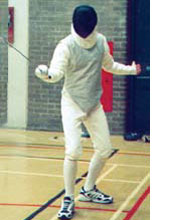 fencer with equipment